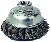 3-1/2" Diameter - M-10 x 1.25 Arbor Hole - Knot Steel Wire Cup Wheel - Industrial Tool & Supply