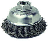 3-1/2" Diameter - 1/2-13" Arbor Hole - Knot Steel Wire Cup Wheel - Industrial Tool & Supply