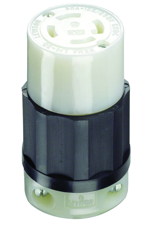 30 Amp; 125/250 Volt; NEMA L14-30R; 3P; 4W; Locking Connector; Industrial Grade; Grounding - Black-White - Industrial Tool & Supply
