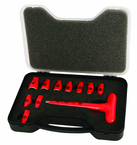 Insulated 1/4" Metric T-Handle Socket Set Includes Socket Sizes: 5; 6; 7; 8; 9; 10; 11; 12; 13; 14mm and T handle in Storage Box. 11 Pieces - Industrial Tool & Supply