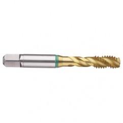 M4x0.70 6H 3-Flute Cobalt Green Ring Semi-Bottoming 40 degree Spiral Flute Tap-TiN - Industrial Tool & Supply