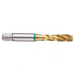 1-1/8-7 2B 4-Flute Cobalt Green Ring Semi-Bottoming 40 degree Spiral Flute Tap-TiN - Industrial Tool & Supply