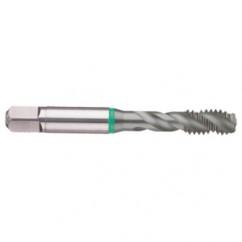 M4x0.70 6H 3-Flute Cobalt Green Ring Semi-Bottoming 40 degree Spiral Flute Tap-TiCN - Industrial Tool & Supply
