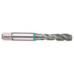 M8x1.25 6H 3-Flute Cobalt Green Ring Semi-Bottoming 40 degree Spiral Flute Tap-TiCN - Industrial Tool & Supply
