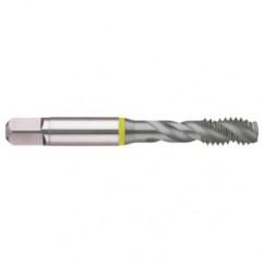 M12x1.75 6H 3-Flute Cobalt Yellow Ring Semi-Bottoming 40 degree Spiral Flute Tap-MolyGlide - Industrial Tool & Supply