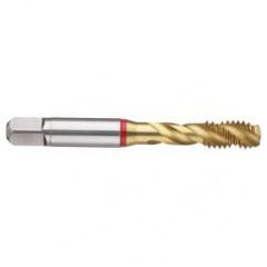 M12x1.0 6H 3-Flute Cobalt Red Ring Semi-Bottoming 40 degree Spiral Flute Tap-TiN - Industrial Tool & Supply