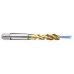 M10x1.5 6H 3-Flute Cobalt Green Ring Semi-Bottoming 40 degree Spiral Flute Tap-TiN - Industrial Tool & Supply