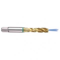 M14x2.0 6H 3-Flute Cobalt Green Ring Semi-Bottoming 40 degree Spiral Flute Tap-TiN - Industrial Tool & Supply