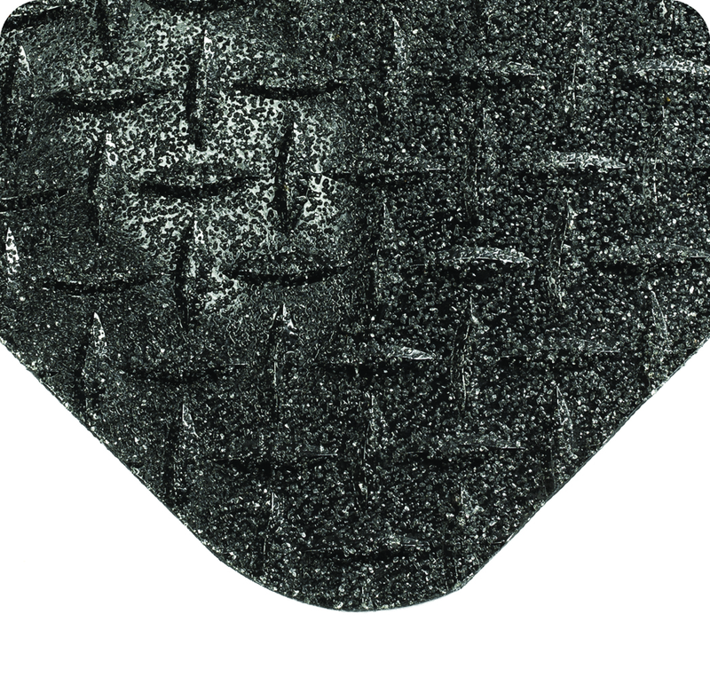Diamond Plate with GritWorks Floor Mat - 2' x 3' x 9/16" Thick - (Black Diamond Plate Sponge Cote Coating) - Industrial Tool & Supply