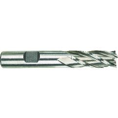 13/32 Dia. x 2-11/16 Overall Length 4-Flute Square End High Speed Steel SE End Mill-Round Shank-Center Cut-Uncoated - Industrial Tool & Supply