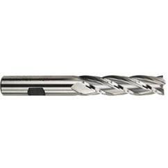 7/16 Dia. x 3-3/4 Overall Length 4-Flute Square End High Speed Steel SE End Mill-Round Shank-Center Cut-Uncoated - Industrial Tool & Supply