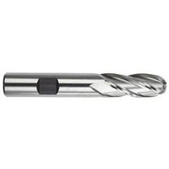 1/4" Dia. - 2-7/16" OAL - HSS-TiN - Ball Nose SE EM - 4 FL - Industrial Tool & Supply