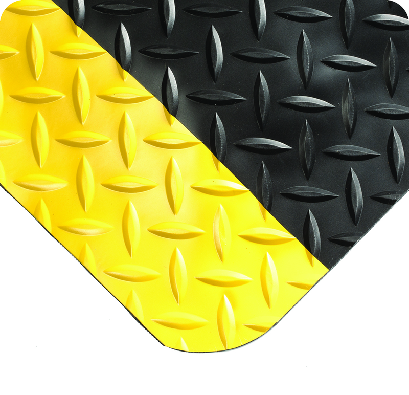 Diamond-Plate SelectÂ 2' x 3' Black/YellowÂ Work Mat - Industrial Tool & Supply