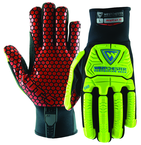 Synthetic Leather Double Palm Reinforced Red PVC PalmGloves Large - Industrial Tool & Supply