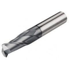 2mm Dia. x 50mm Overall Length 4-Flute 0.2mm C/R Solid Carbide SE End Mill-Round Shank-Center Cut-AlTiN - Industrial Tool & Supply