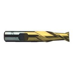 5/8 Dia. x 3-7/16 Overall Length 2-Flute Square End High Speed Steel SE End Mill-Round Shank-Center Cut-TiN - Industrial Tool & Supply