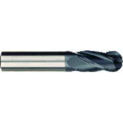 3/8 x 3/8 x 1/2 x 2-1/2 OAL 4 Flute Ball Nose Carbide End Mill - Round Shank-AlCrN Coated - Industrial Tool & Supply