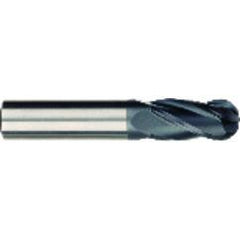 3/8 x 3/8 x 1/2 x 2-1/2 OAL 4 Flute Ball Nose Carbide End Mill - Round Shank-AlCrN Coated - Industrial Tool & Supply
