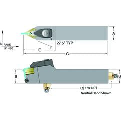 ADDPNN16-4D - 1 x 1" Neutral Toolholder - Industrial Tool & Supply