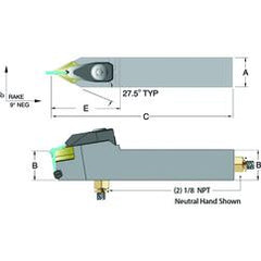 ADDPNN16-4D - 1 x 1" Neutral Toolholder - Industrial Tool & Supply