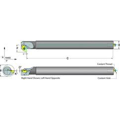 .500 Shank Coolant Thru Boring Bar- -5° (Back Boring) Lead Angle for DC_T 21.51 Style Inserts - Industrial Tool & Supply