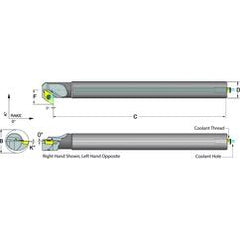 .625 Shank Coolant Thru Boring Bar- -5° (Back Boring) Lead Angle for DC_T 21.51 Style Inserts - Industrial Tool & Supply