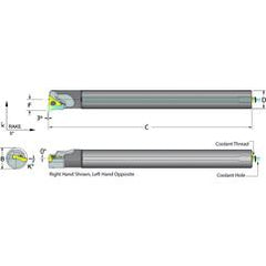 .375 Shank Coolant Thru Boring Bar- -3° Lead Angle for TPMT 21.51 Style Inserts - Industrial Tool & Supply