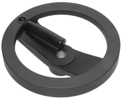70936, 8 Inch 2 Spoke with Folding Handle Aluminum Powder Coated Hand Wheel with 5/8" Bore - Industrial Tool & Supply