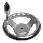 70981, 6" inch spoked cast iron hand wheel with 1/2" bore with chrome steel revolving handle - Industrial Tool & Supply