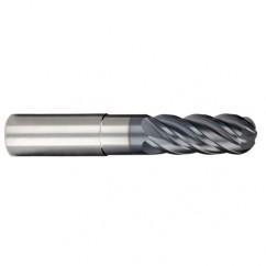 1/4" Dia. - 3/8" LOC - 3 OAL 5 FL Ball Nose Carbide End Mill-AlCrN-X - Industrial Tool & Supply