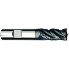 1/2 Dia. x 4 Overall Length 4-Flute .030 C/R Solid Carbide SE End Mill-Weldon Shank-Center Cut-AlCrN-X - Industrial Tool & Supply