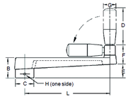 Broached Foldable Crank Handle - 3/4'' Hole Diameter; 3.15'' Handle Length; 6.3'' Width - Industrial Tool & Supply