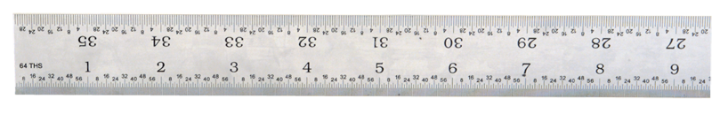 #162-048 - 48'' Long - 16R Graduation - 1-1/4'' Wide - Steel Scale - Industrial Tool & Supply