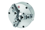 15" 3 Jaw Front Mount Scroll Chuck; Flatback; Steel Body; Top Reversible Jaw - Industrial Tool & Supply
