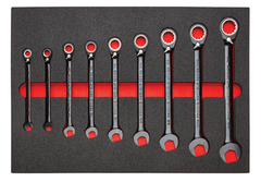 Proto® Foamed 9 Piece Reversible Ratcheting Combination Wrench Set- Black Chrome- Spline - Industrial Tool & Supply