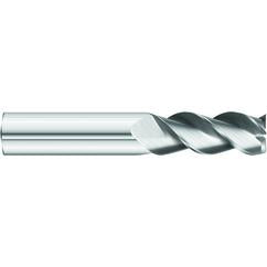 1/2 x 1/2 x 2-1/2 x 5 OAL Square 3 Flute Carbide End Mill for Aluminum - Round Shank- Uncoated - Industrial Tool & Supply