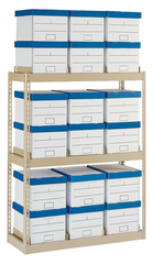42 x 16.94 x 60" - 3 Level Records Storage Rack (Tan) - Industrial Tool & Supply