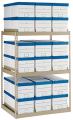 42 x 32.88 x 60" - 3 Level Records Storage Rack (Tan) - Industrial Tool & Supply