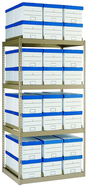42 x 32.88 x 84'' - 4 Level Records Storage Rack (Tan) - Industrial Tool & Supply