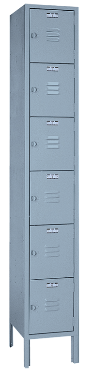 12 x 18 x 72'' (6 Openings) - 1 Wide 6 Tier Locker - Industrial Tool & Supply