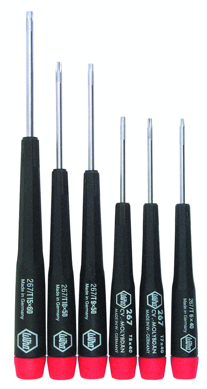 6 Piece - T6; T7; T8 x 40mm; T9; T10 x 50mm; T15 x 60mm - Precision Torx Screwdriver Set - Industrial Tool & Supply