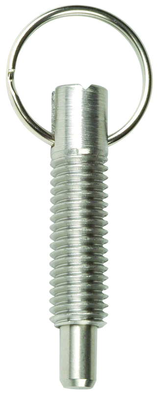 Hand Retractable Spring Plunger with Pull Ring - .75 lbs Initial End Force, 3 lbs Final End Force (3/8-16 Thread) - Industrial Tool & Supply